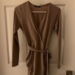 NUDE F21 WRAP DRESS